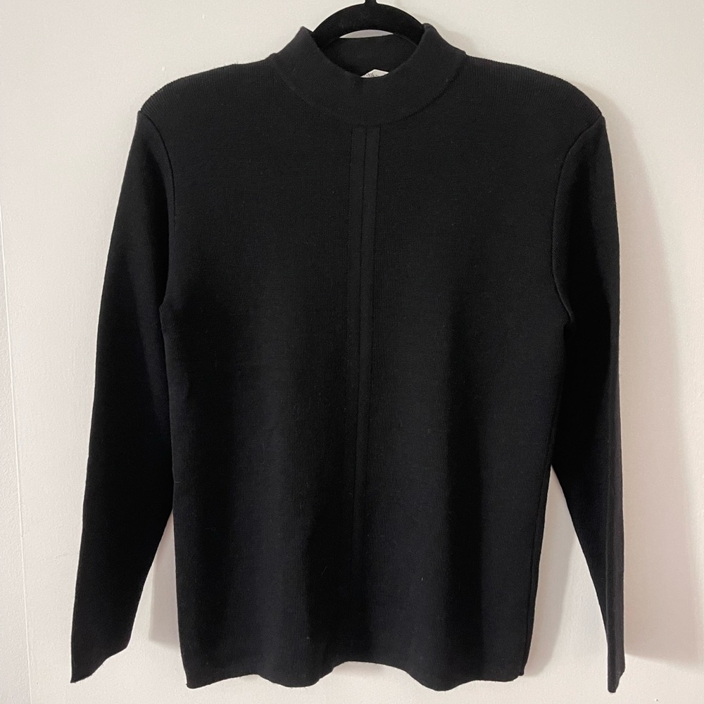 YSL High Neck Long Sleeve Sweater with Shoulder Pads